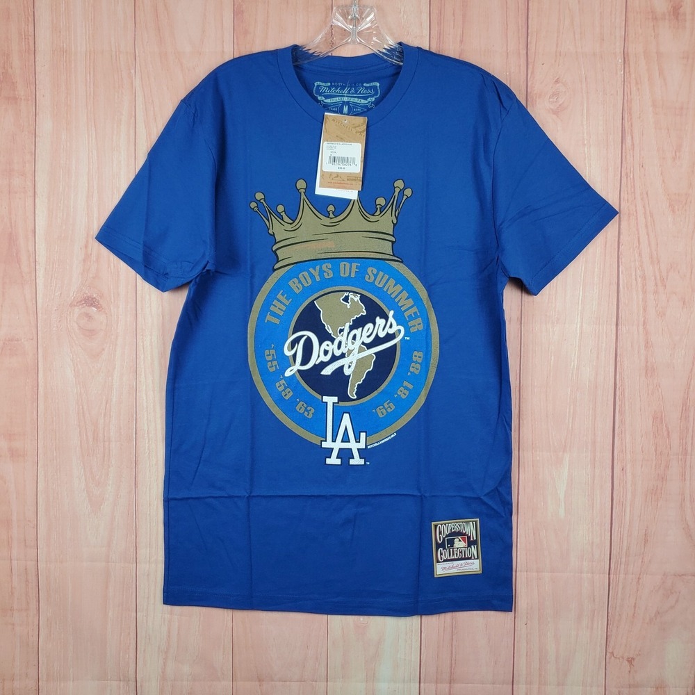 Mitchell & Ness Men T-Shirt Sz Medium Blue Los Angeles Dodgers Baseball Pullover